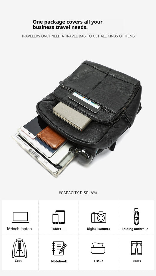 Mochila de Cuero Genuino Premium para Viajes y Uso Diario - Image 9
