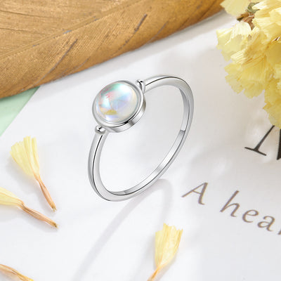 Anillo de Piedra Luna Redonda en Plata para Mujer - Image 10