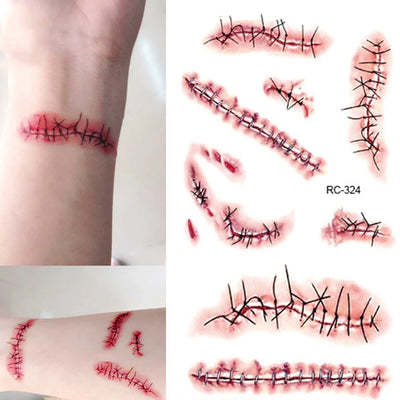 Pegatina de Tatuaje de Herida de Halloween - Image 21