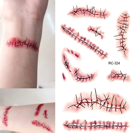 Pegatina de Tatuaje de Herida de Halloween - Image 21