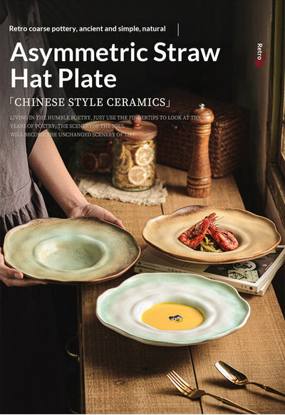 Plato Hondo Elegante con Diseño de Sombrero Francés de Paja - Image 8
