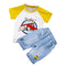 Conjunto Casual Infantil Western Cartoon Hombro Caído Manga Corta
