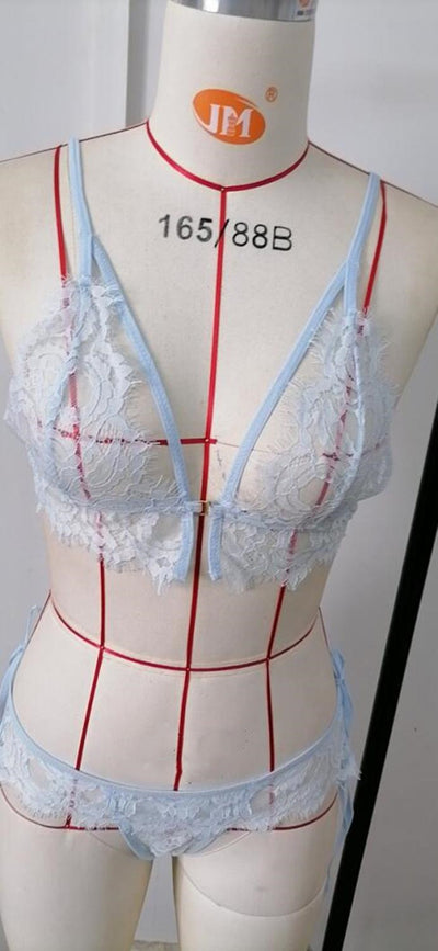 Conjunto de Lencería Sexy Azul Cielo de Dos Piezas - Image 9