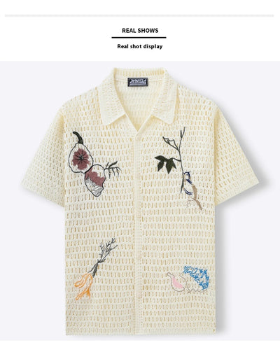 Camisa de Punto Bordada Manga Corta para Hombre - Verano - Image 9