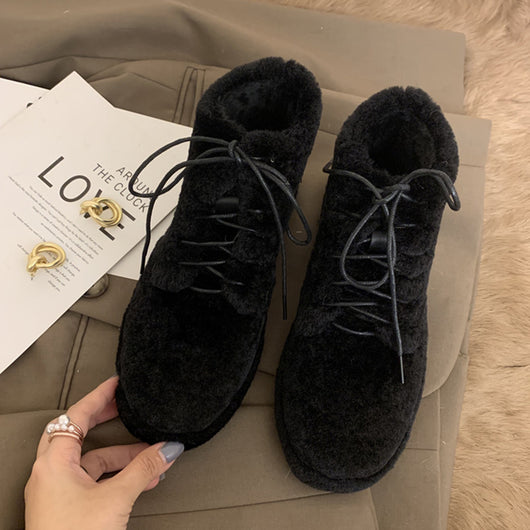 Zapatos de Algodón Cálidos con Forro de Lana y Pelaje Grueso - Image 12