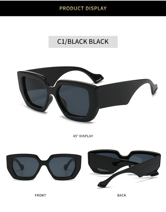 Beige square frame sunglasses with dark gray lenses, featuring a thick, fashion-forward design. - Image 25