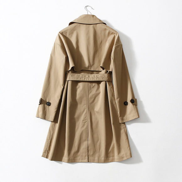 Chaqueta Cortavientos Larga Mujer con Cinturón - Abrigo Elegante Hasta la Rodilla