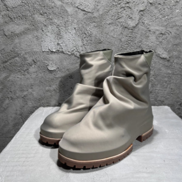 Botas Altas de Cuero Plisado con Plataforma para Hombre - Estilo Caballero