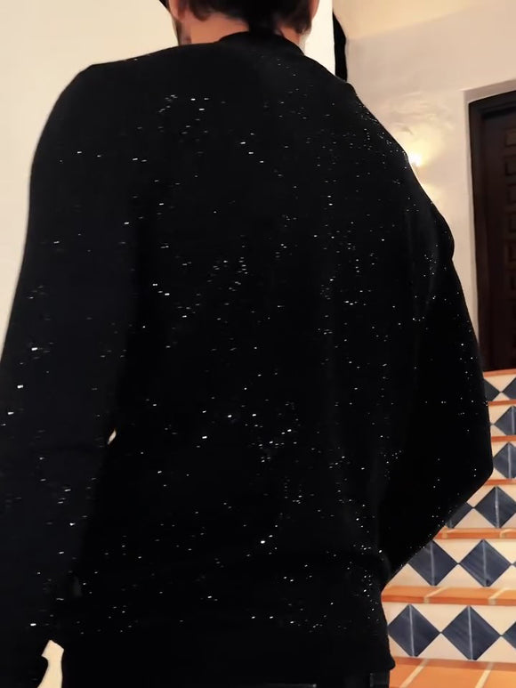 Blusa Elegante para Hombre con Lentejuelas de Manga Larga
