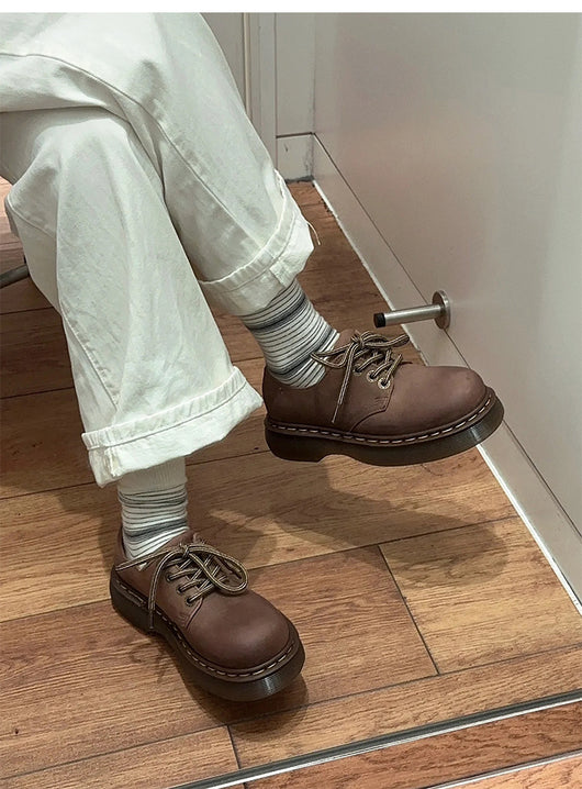 Zapatos de Cuero para Mujer con Suela Gruesa y Punta Redonda - Image 20