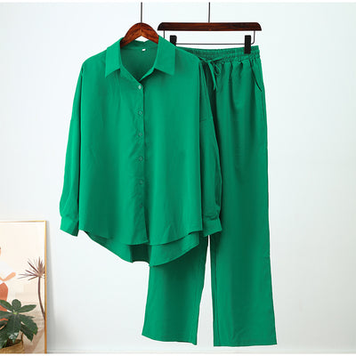 Conjunto Casual Otoño-Invierno: Camisa Suelta Manga Larga y Pantalón Ancho - Image 5