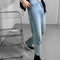 Pantalón Vaquero Azul Marino con Orilla Enrollada Bicolor