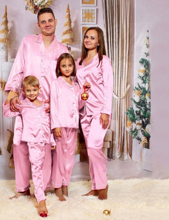 Pijamas Juego Familiar de Seda Helada de Manga Larga - Image 18