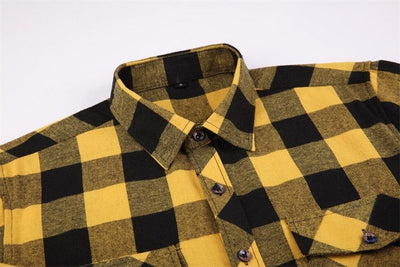 Camisa de Franela Cuadriculada Casual para Hombre con Bolsillos de Pecho - Image 14