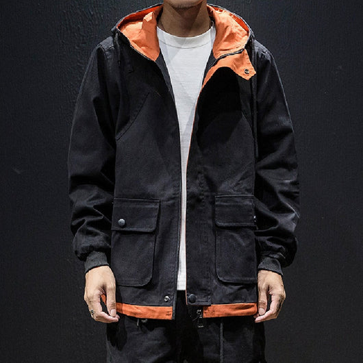 Abrigo Holgado Japonés con Contraste de Colores para Hombre - Image 8