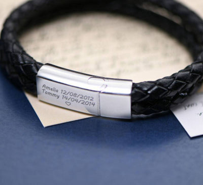 Pulsera de Cuero Genuino para Hombre con Grabado Personalizado - Image 10