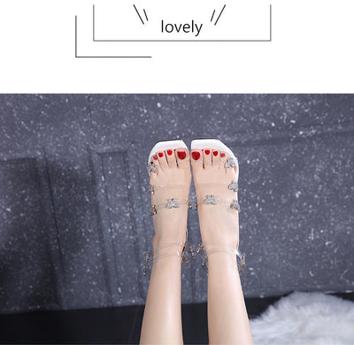 Sandalias de Tacón Cuadrado Transparentes con Cristales de Mariposa para Mujer - Image 14
