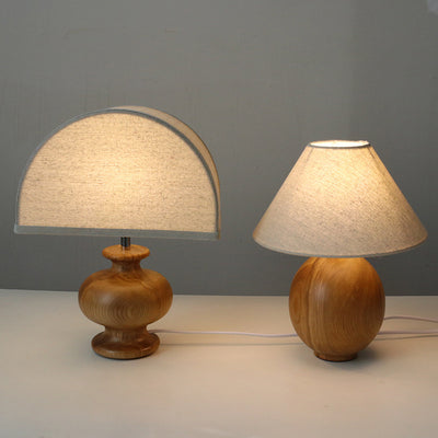 Lámpara de Mesa Mesita de Noche en Lino y Madera Maciza - Image 8