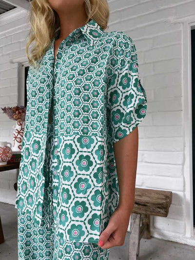 Conjunto Estampado de Moda Casual: Camisa + Pantalón Ancho - Image 8