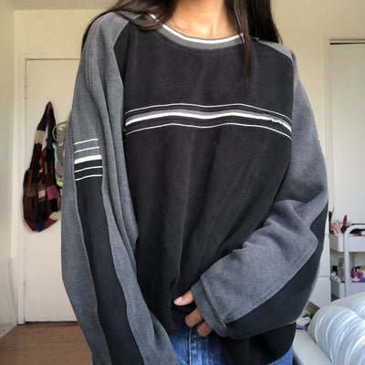 Blusa Suéter Patchwork Manga Larga Cuello Redondo Oversize para Mujer - Image 5