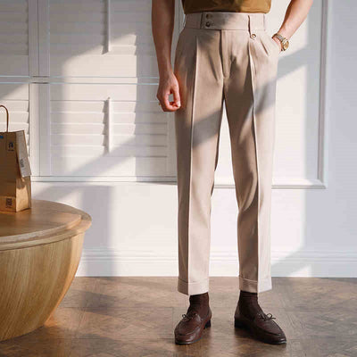 Pantalones Neapolitanos de Corte Recto Cintura Alta para Hombre - Image 16