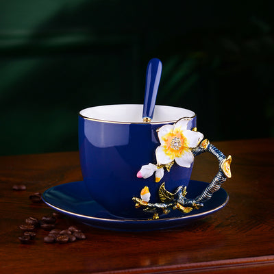 Juego de Taza y Platillo de Cerámica Esmaltada Creativa - Image 2