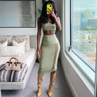 Conjunto Falda y Chaleco Calado Slim Fit Verano - Image 5