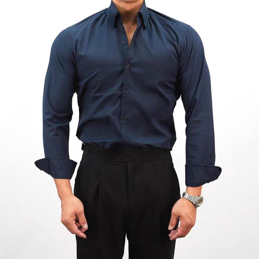 Camisa de Trabajo Clásica de Color Sólido para Hombre - Image 12