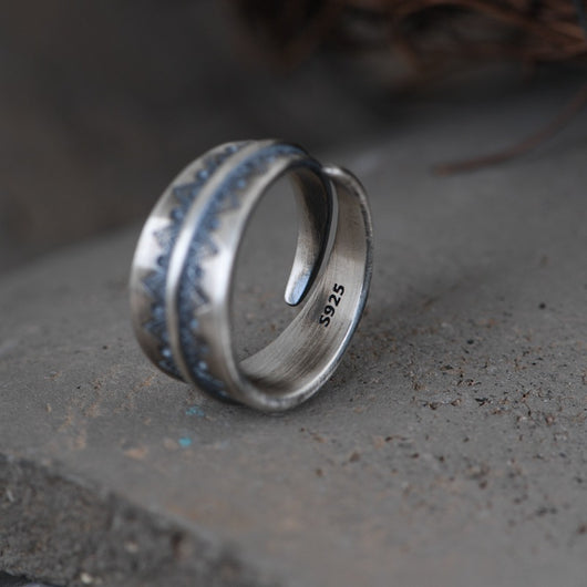 Anillo de Plata S925 Vintage Artesanal con Acabado Desgastado para Mujer - Image 3