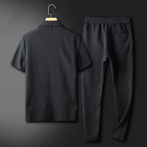 Traje Casual Hombre Cuello Estampado Oscuro