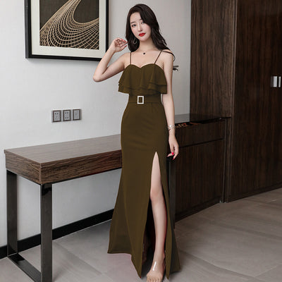 Vestido de Noche Elegante Rojo Vino con Abertura Sensual - Image 6