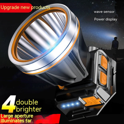Lámpara Frontal LED de Alta Potencia con Sensor Remoto - Impermeable para Pesca y Camping