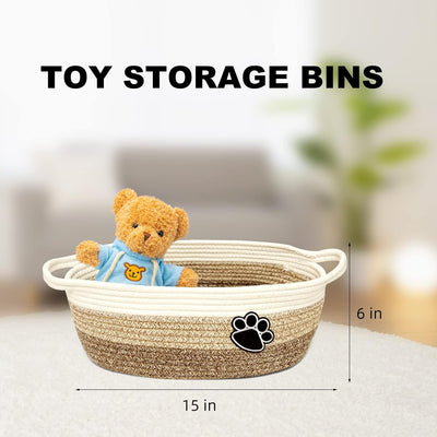 Canasta Tejida de Algodón Beige con Asa - Organizador Versátil para el Hogar - Image 19