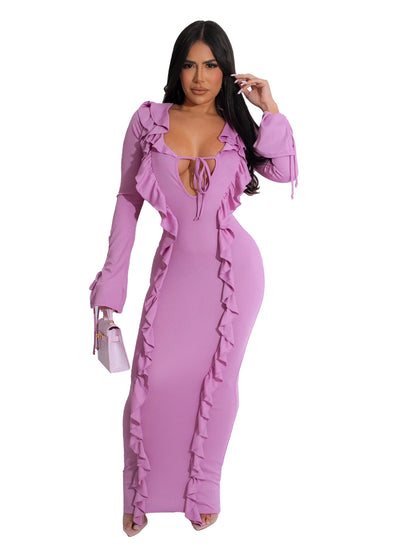 Vestido Liso Anudado con Dobladillo Selvaje - Image 5