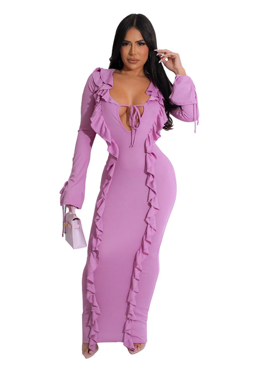 Vestido Liso Anudado con Dobladillo Selvaje - Image 5