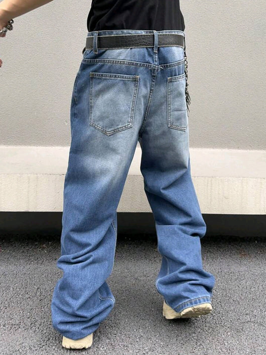 Pantalones Vaqueros Hombre Rectos Oversized Lavado Otoño Invierno - Image 10