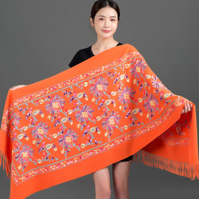 Bufanda Cashmere Tibetana Bordada Gruesa para Invierno - Image 3