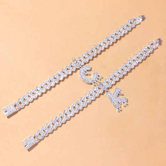 Pulsera Tobillera Letra Gota de Agua Cuadrada Cuba Personalizada - Image 2