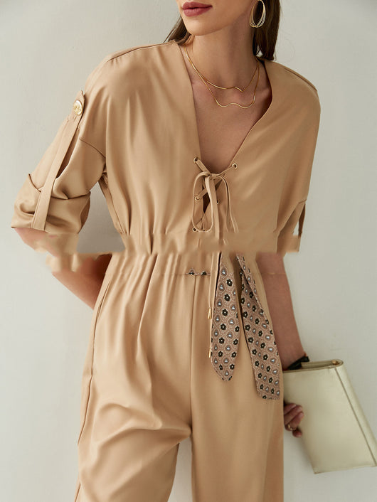 Jumpsuit Hombros Descubiertos Chifón Suelto Estilo Western Lolita Manga Corta - Image 6