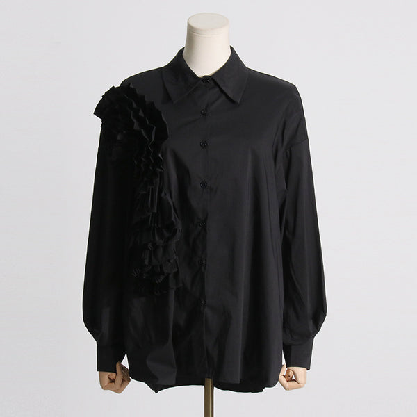 Blusa Casual con Flores Tridimensionales y Detalles de Volantes - Image 6