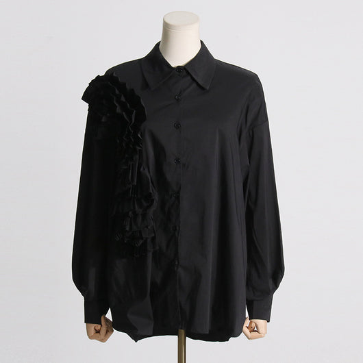 Blusa Casual con Flores Tridimensionales y Detalles de Volantes - Image 6