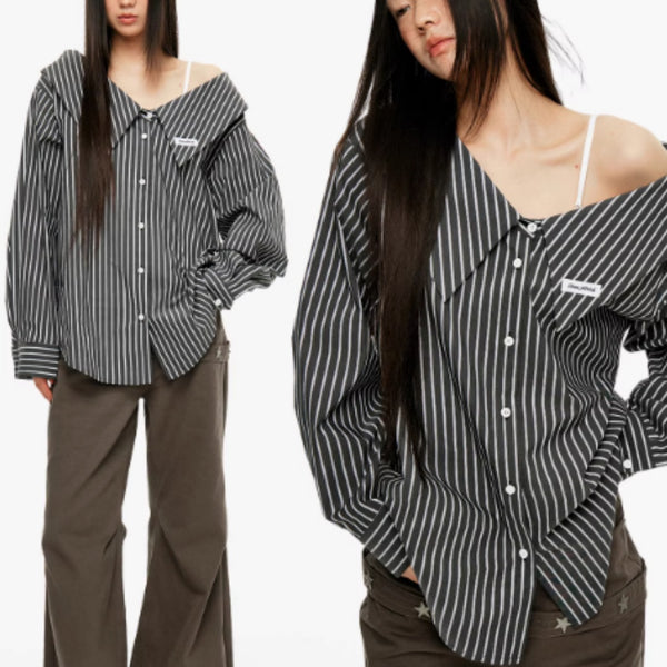 Blusa Rayada Vertical Desmontable para Mujer