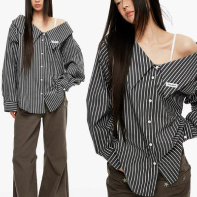 Blusa Rayada Vertical Desmontable para Mujer