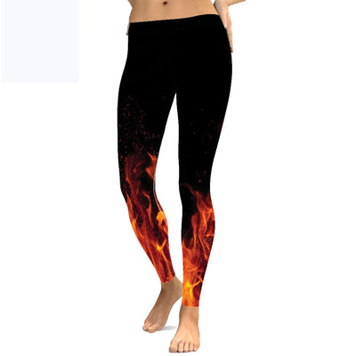 Leggings Deportivos Talle Grande Cintura Alta Estampado Flame Black