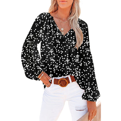 Blusa Floral de Gasa Suelta con Cuello en V - Image 16