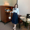 Conjunto Elegante de Blusa Manga Larga y Falda Media