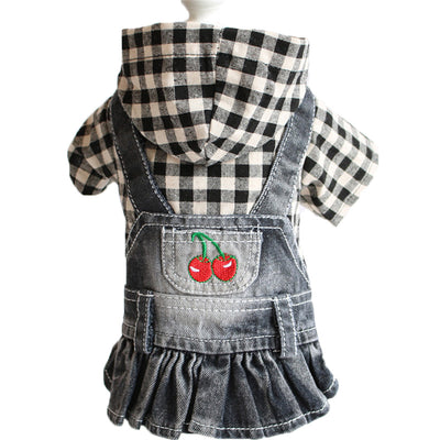 Falda Denim a Cuadros con Bordado de Cachorro Teddy para Primavera y Otoño - Image 2