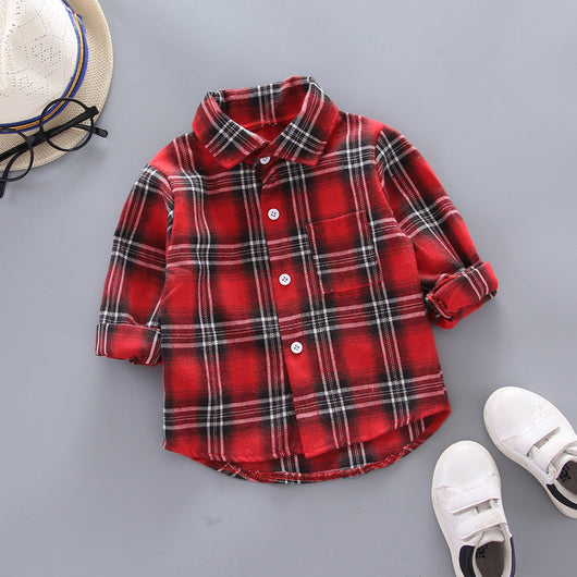 Camisas Cuadros Coreanas para Niños y Niñas - Corte Holgado Solapa Larga - Image 9