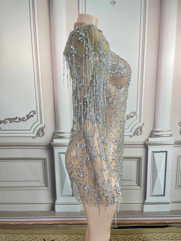 Vestido de Noche con Cadena de Diamantes Completos para Dama