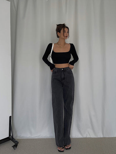 Jeans Talle Alto Efecto Drapeado para Mujer - Colección Otoño - Image 2